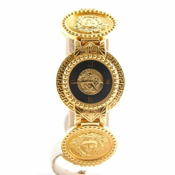 Authentic Gianni Versace Signature Medusa Gold Plated Coin Watch - Picture 2 of 10